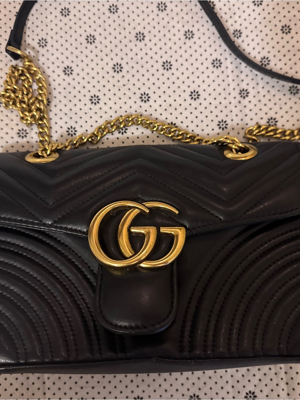 Gucci Black Leather GG Marmont Quilted Crossbody